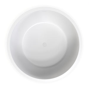 52.7 Inch Round Freestanding Soaking Bathtub with Solid Surface - Matte White