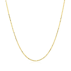 14k Yellow Gold Diamond Cut Bead Chain 1.0mm