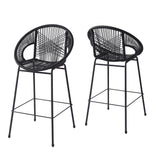 Ferrara-Outdoor-Patio-Barstool-Set-of-2,-Black-Faux-Wicker-PE-Rattan-with-Iron-Frame-Bar-Stools