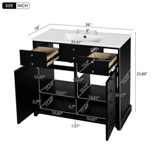 Retro Bathroom Vanity with Sink and Storage Cabinet