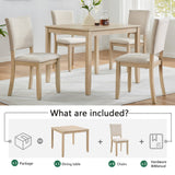 Modern 5-Piece Wooden Dining Table Set for 4 People in Light Oak