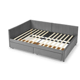 Full Size Upholstered Tufted Bed Frame with Two Drawers