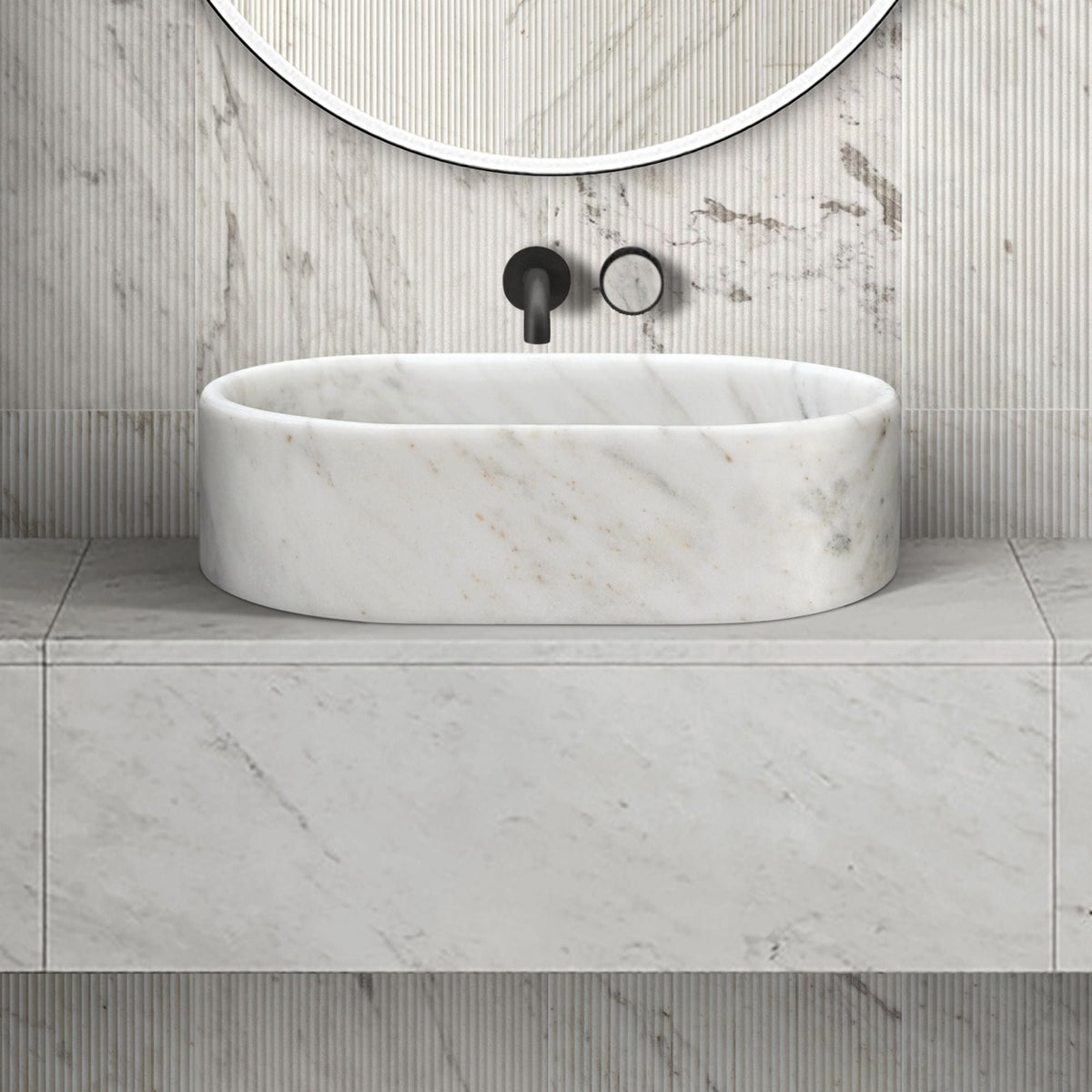 Bathroom Vessel Sink, Semi Polished Surface