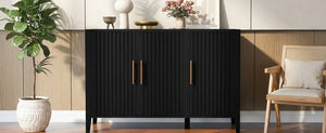 U-Style Wavy 3-Door Sideboard with Solid Pine Legs