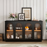 Arched Storage Cabinet with Glass Doors
