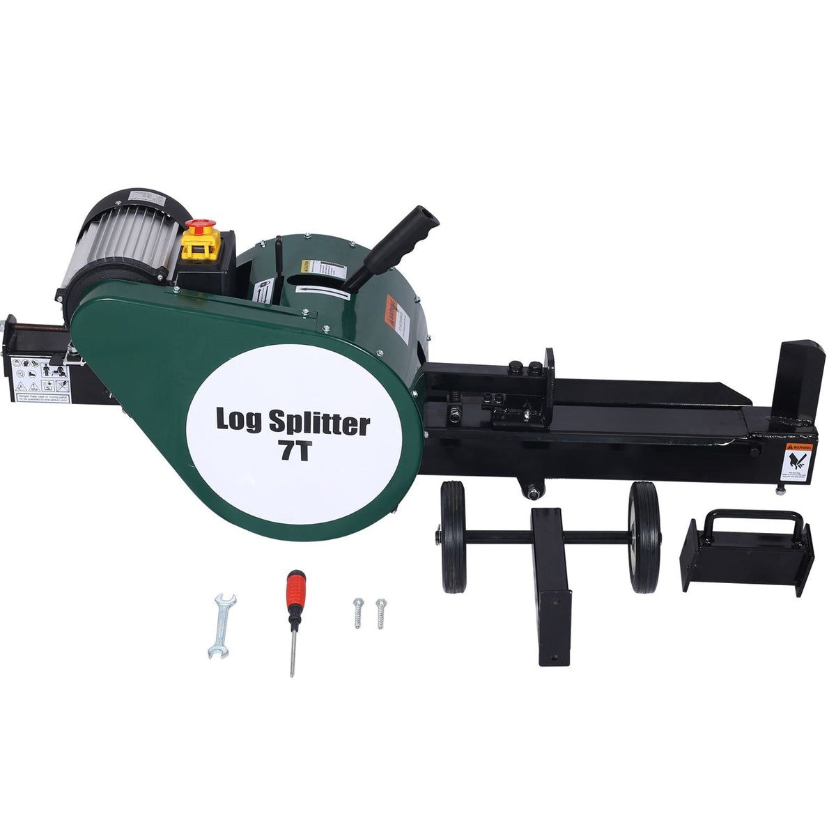 Double Flywheel Electric Log Splitter 7 Ton Portable Firewood Machine Steel - Black