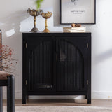 Black Accent Cabinet with Doors, 29 Inch Narrow Credenza