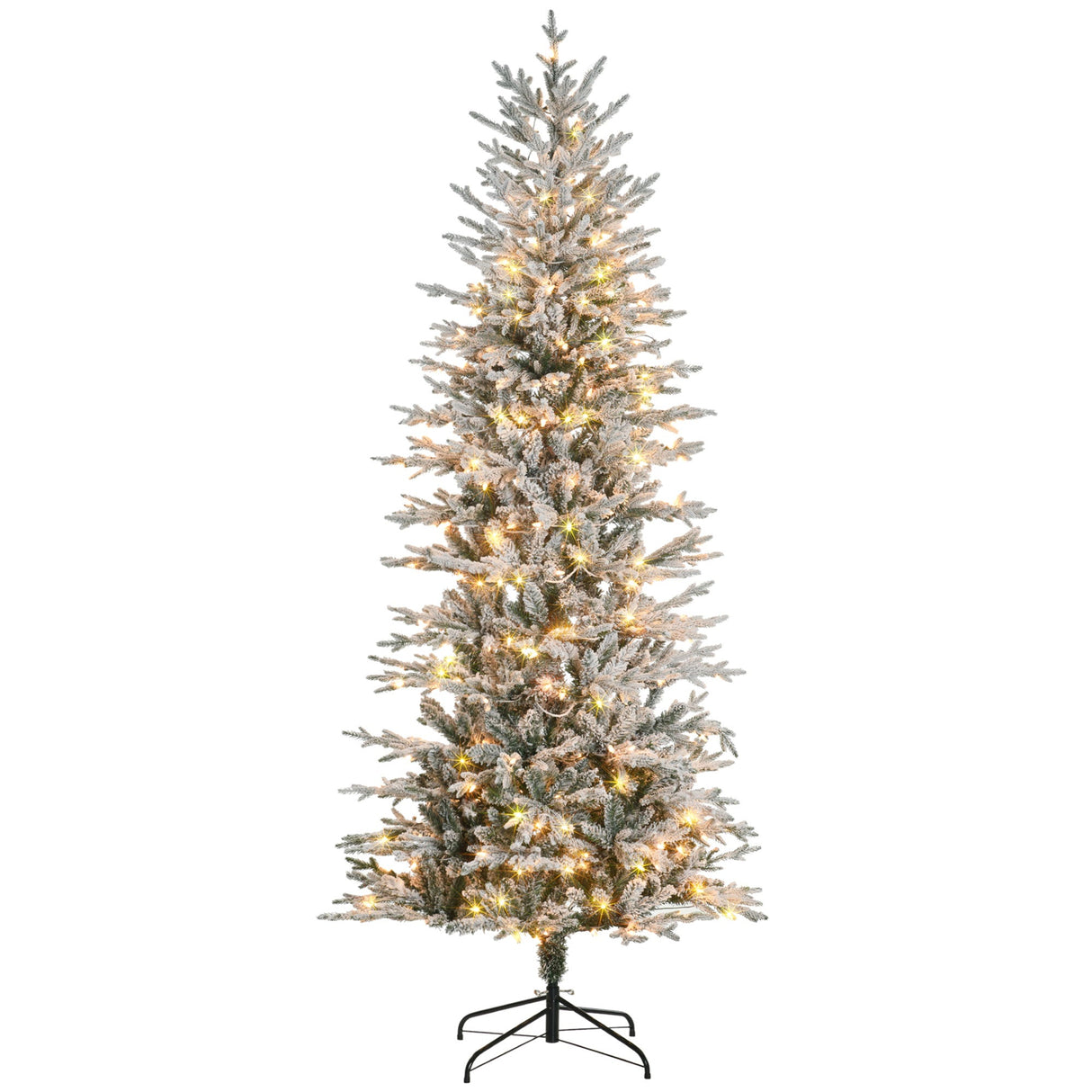HOMCOM 7.5ft Tall Prelit Artificial Christmas Tree