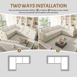 L-Shaped Couch With Pull-Out Bed, Convertible Sleeper Sofa With Side Pocket & USB Port