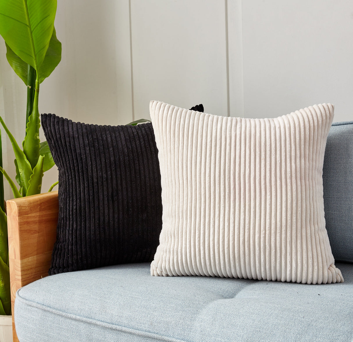 Set of 2 Throw Pillow Covers black/white or gray/white 3 sizes