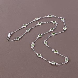 6.30 Carat Genuine Peridot .925 Sterling Silver Necklace