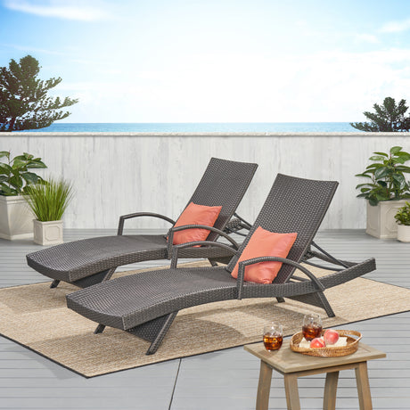 Salem wicker chaise lounge with arm (set of 2) by christopher knight home