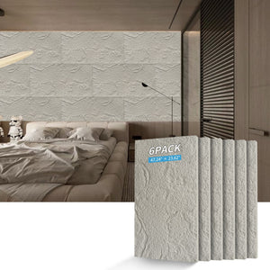 3D Faux Stone Wall Panels - 6 PCS PU Wainscoting
