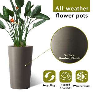 2 Pack Tall 21.7 in Modern Brown Planters for Indoor & Outdoor