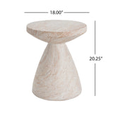 Elegant Travertine Finish Indoor/Outdoor Lightweight Concrete Side Table