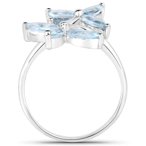 1.54 Carat Genuine Aquamarine .925 Sterling Silver Ring