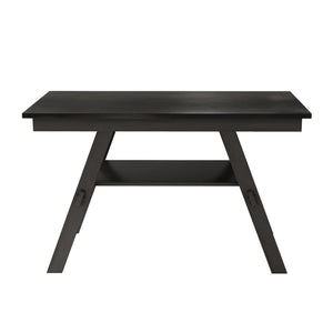 6 Piece Counter Height Dining Table Set with Storage Shelf - Espresso Wood