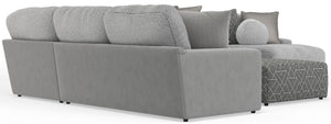 Canyon - 4 Piece Sectional With Cuddler Seat Cushions, Included Accent Pillows And Cocktail Ottoman (Right Side Facing Chaise) - Platinum