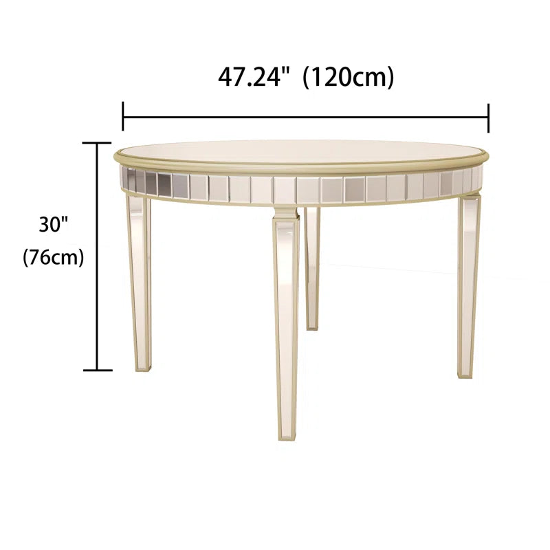 Round Glass Dining Table with Mirror Top