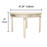Round Glass Dining Table with Mirror Top