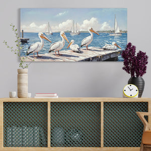 Beach Wall Art - Large Blue Ocean Seagull Canvas