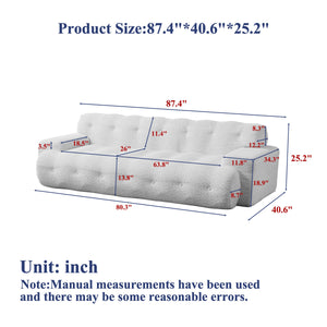 87.4-Inch Cloud Series Minimalist Button-Tufted Square Arm Three-Seater Sofa