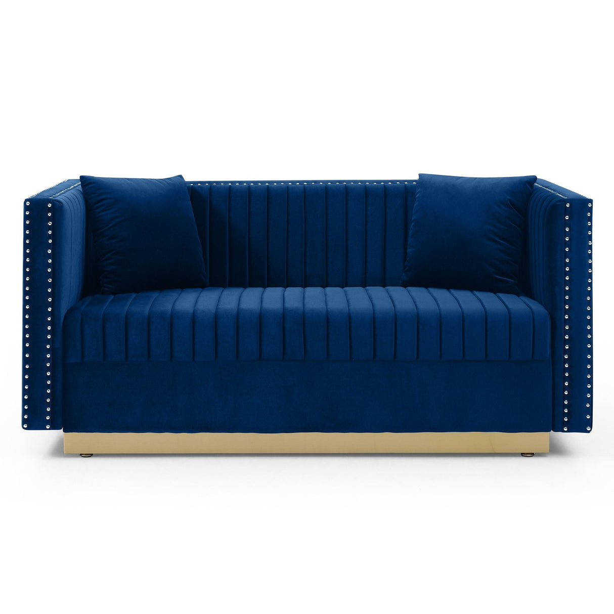 Contemporary Vertical Channel Tufted Sofa Loveseat Modern Upholstered Couch For Living Room With 2 Pillows