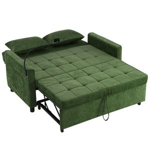 Loveseat Sofa Bed Sleeper With Reversible Backrest, Side Pockets, USB Ports, Phone Holder