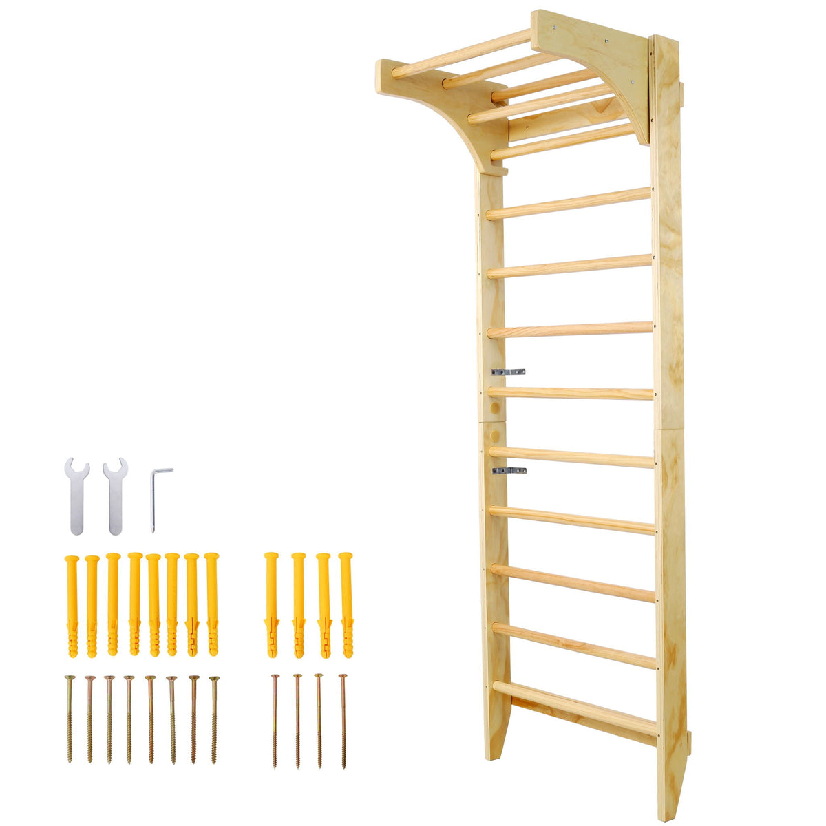Swedish Ladder, Stall Bars Set For Physical Therapy & Gymnastics - Natural