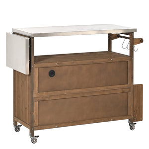 54.33' Farmhouse Rolling Outdoor Kitchen Cart