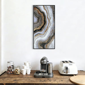 Canvas Painting Wall Art Framed - Marble Print with Frosted Glass & Gold Frame