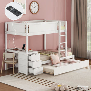 Bunk Bed With Twin Size Trundle, Storage And Desk