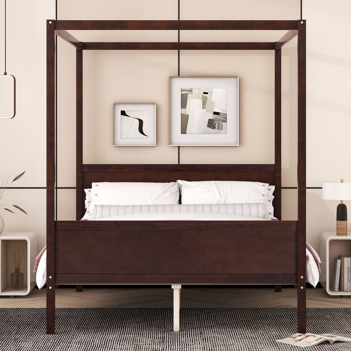 Canopy Platform Bed With Headboard and Footboard