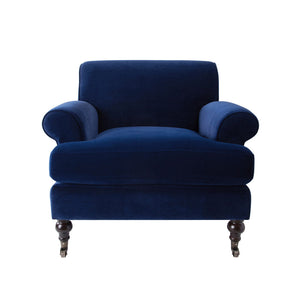 Accent Arm Chair with Casters – Solid Hardwood Frame - Blue or Beige