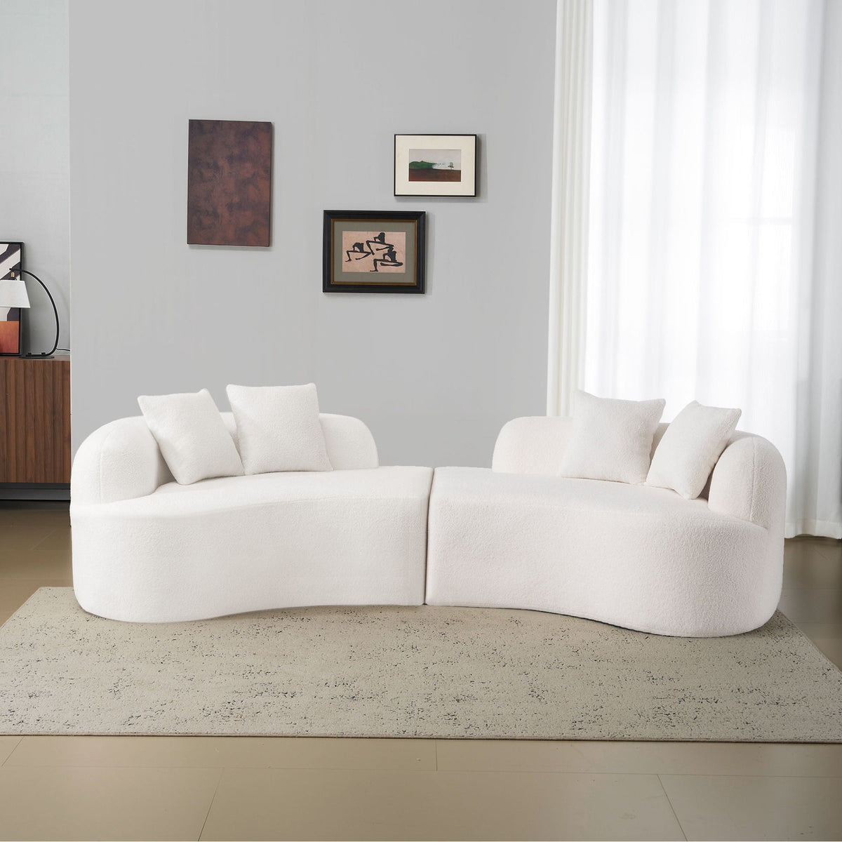Curved 4 Seater Full Compression Sponge Sofa