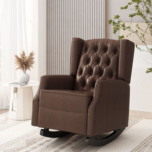 Amedou Contemporary Tufted Wingback Rocking Chair - Dark Brown