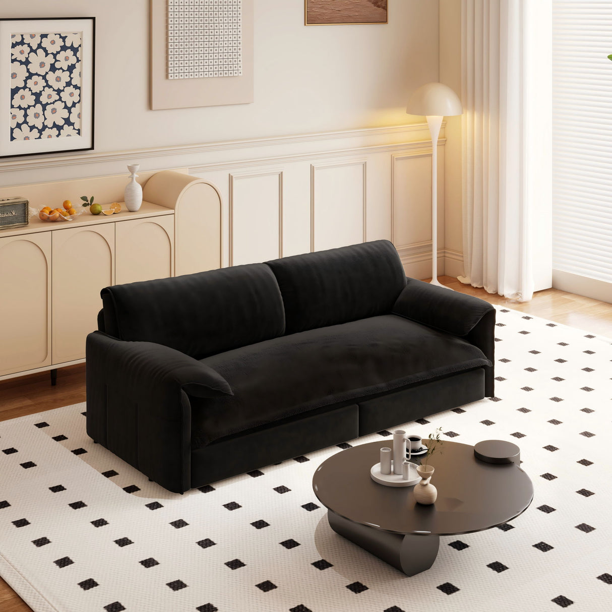 Queen Pull Out Sofa Bed With Side Storage