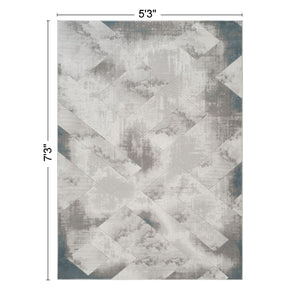 Geometric 3D Effect Area Rug with Durable Polyester - Ivory / Gray