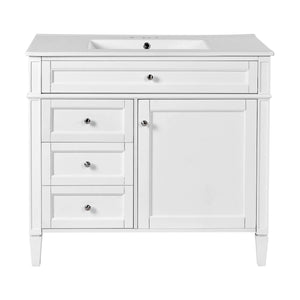 Bathroom Vanity With Mirror Cabinet, Single Sink With 2 Soft Closing Doors And 4 Drawers