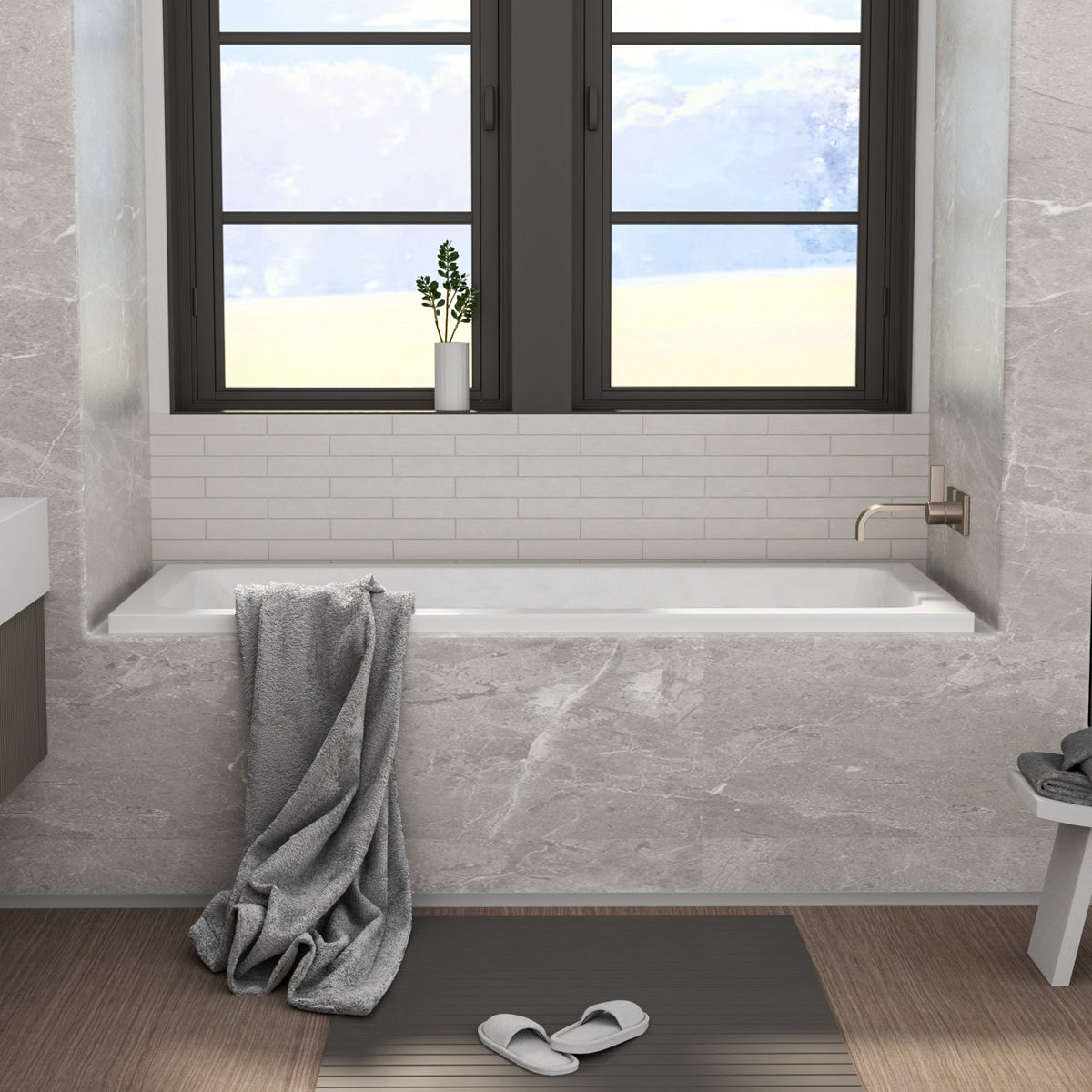 66-Inch Acrylic Built-In Soaking Tub - Glossy
