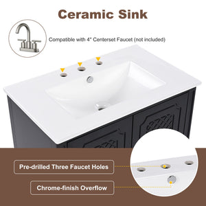 Bathroom Vanity With Sink, Soft Closing Door, Multi Functional Storage