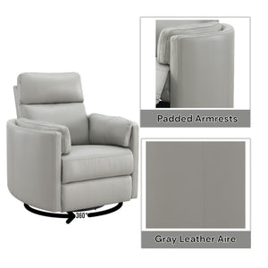 Sagen Gray Leather Aire Recliner W/Swivel & Glider