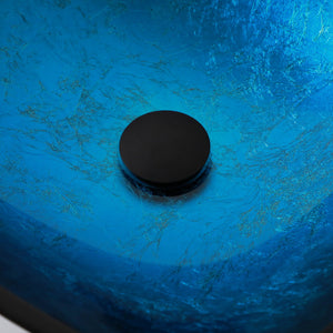 Artistic Vessel Sink With Faucet And Pop Up Drain - Blue