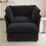 Modern Armchair Sofa 47" Cozy Upholstered Sofa Chair with Movable Ottoman