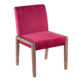Carmen Contemporary Chair Set of 2 in White Washed Wood and Pink Velvet