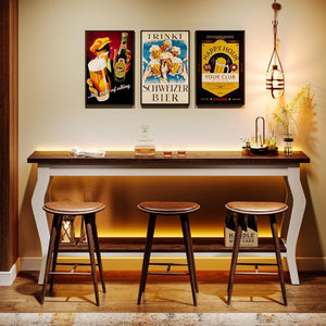Console Table With Design, Extra Long Sofa Table For Living Entryway - Brown / White