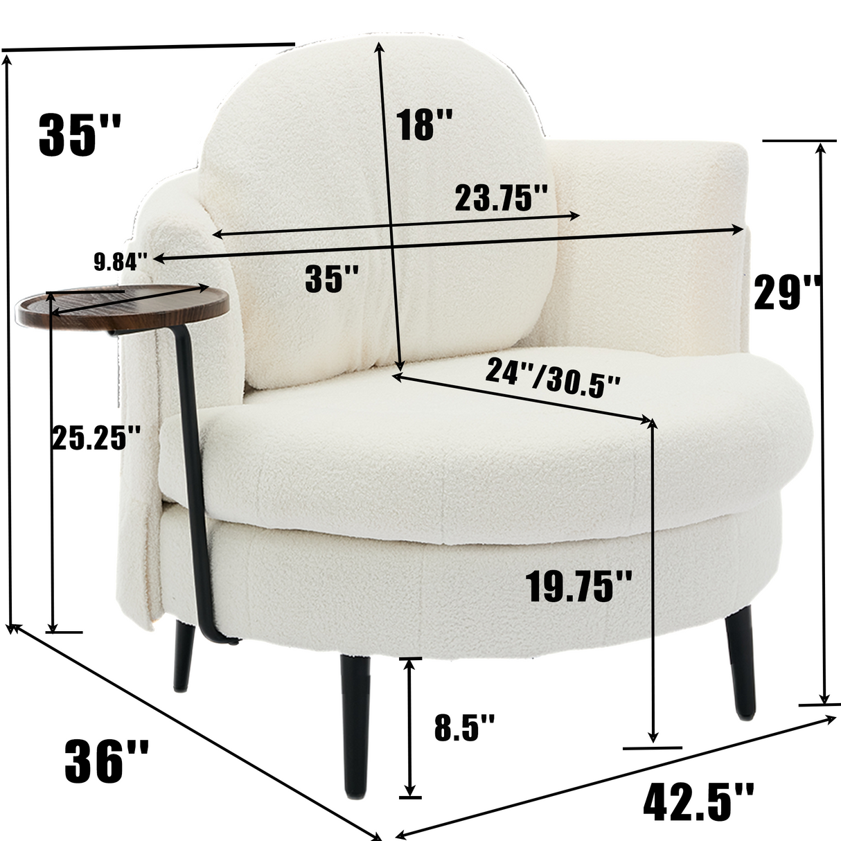 42.5' Single Sofa Chair in White