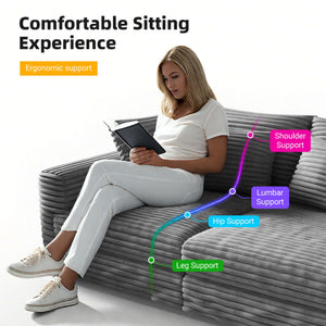 Deep Seat Convertible Sofa With Soft Pillows And Ottomans
