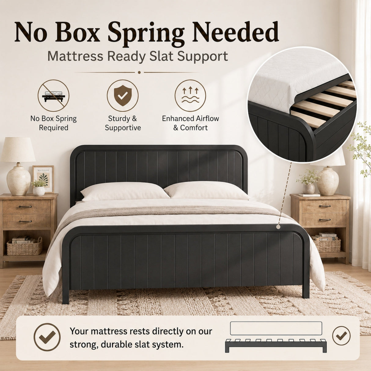 King Bed Frame with Headboard