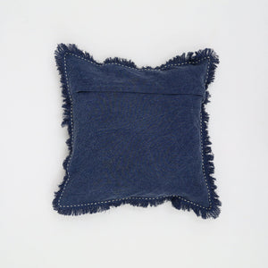 Handcrafted Cotton-Linen Fringe Throw Pillow - 22"